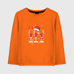 Лонгслив хлопковый детский Бокалы шампанского для двоих, цвет: оранжевый