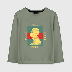 Лонгслив хлопковый детский PUCCI GOLD ПУЧЧИ ЗОЛОТО, цвет: авокадо