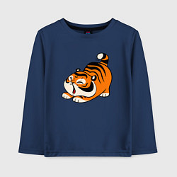 Лонгслив хлопковый детский Милый тигренок cute tiger, цвет: тёмно-синий