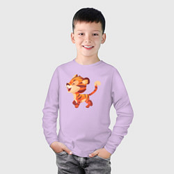 Лонгслив хлопковый детский Довольный тигр, цвет: лаванда — фото 2