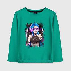 Лонгслив хлопковый детский JINX SHOOT ARCANE LOL, цвет: зеленый