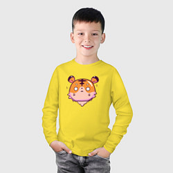 Лонгслив хлопковый детский Завороженный тигр, цвет: желтый — фото 2