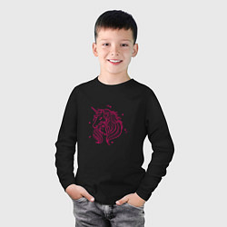Лонгслив хлопковый детский Единорог единорожка, цвет: черный — фото 2