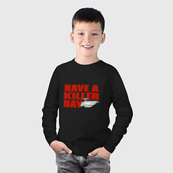 Лонгслив хлопковый детский Have A Killer Day, цвет: черный — фото 2
