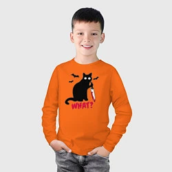 Лонгслив хлопковый детский What? Кот маньяк, цвет: оранжевый — фото 2