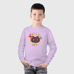 Лонгслив хлопковый детский Котик печенька, цвет: лаванда — фото 2