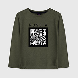 Лонгслив хлопковый детский QR-КОД RUSSIAN ПРИКОЛ, цвет: меланж-хаки