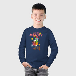 Лонгслив хлопковый детский Just be MERRY, цвет: тёмно-синий — фото 2