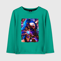 Лонгслив хлопковый детский ARCANE LOL JINX FACE LEAGUE OF LEGENDS, цвет: зеленый