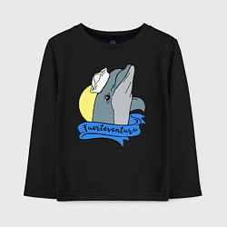 Лонгслив хлопковый детский Дельфин на фоне солнца, цвет: черный