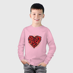 Лонгслив хлопковый детский Роза в сердце, цвет: светло-розовый — фото 2