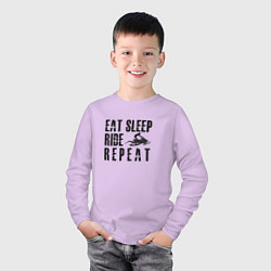 Лонгслив хлопковый детский Eat, sleep, ride, repeat, цвет: лаванда — фото 2