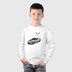 Лонгслив хлопковый детский Chevrolet Corvette - Racing team, цвет: белый — фото 2