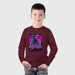 Лонгслив хлопковый детский LEAGUE OF LEGENDS JINX NEON, ARCANE, цвет: меланж-бордовый — фото 2