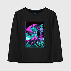 Лонгслив хлопковый детский НЕОНОВАЯ ВОЛНА, ЯПОНИЯ, ФУДЗИЯМА JAPAN NEON, цвет: черный