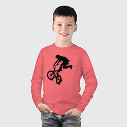 Лонгслив хлопковый детский ВЕЛОСПОРТ BMX Racing ВЕЛОСИПЕДИСТ, цвет: коралловый — фото 2