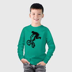 Лонгслив хлопковый детский ВЕЛОСПОРТ BMX Racing ВЕЛОСИПЕДИСТ, цвет: зеленый — фото 2
