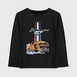 Лонгслив хлопковый детский Мустанг раскрыл пасть!, цвет: черный