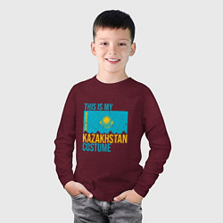 Лонгслив хлопковый детский Казахстанскйи костюм, цвет: меланж-бордовый — фото 2