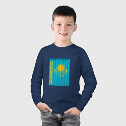 Лонгслив хлопковый детский Kazakhstan - Казахстан, цвет: тёмно-синий — фото 2