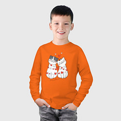 Лонгслив хлопковый детский ВЛЮБЛЕННЫЕ КОТИКИ Любовь как у котиков, цвет: оранжевый — фото 2