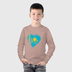 Лонгслив хлопковый детский Сердечко Казахстана, цвет: пыльно-розовый — фото 2