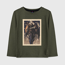 Лонгслив хлопковый детский Sova арт, цвет: меланж-хаки