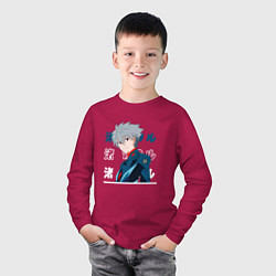 Лонгслив хлопковый детский Евангелион Neon Genesis Evangelion, Kaworu Nagisa, цвет: маджента — фото 2