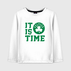 Лонгслив хлопковый детский IT IS CELTICS TIME НАСТАЛО ВРЕМЯ СЕЛТИКС BOSTON CE, цвет: белый
