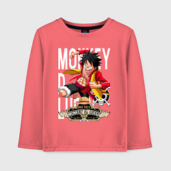 Лонгслив хлопковый детский One Piece Monkey Большой Куш Манки, цвет: коралловый