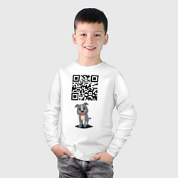 Лонгслив хлопковый детский Пожрать есть чё? QR-code!, цвет: белый — фото 2