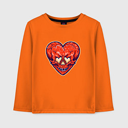 Лонгслив хлопковый детский Пламенное сердце череп, цвет: оранжевый