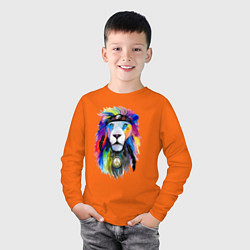 Лонгслив хлопковый детский Color lion! Neon!, цвет: оранжевый — фото 2