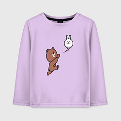 Лонгслив хлопковый детский Погоня за шариком-зайцем, цвет: лаванда