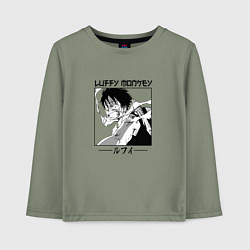 Лонгслив хлопковый детский Ван-Пис, Луффи Luffy, цвет: авокадо