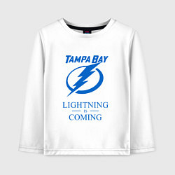 Лонгслив хлопковый детский Tampa Bay Lightning is coming, Тампа Бэй Лайтнинг, цвет: белый