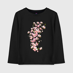 Лонгслив хлопковый детский Весна Цветущая сакура Japan, цвет: черный