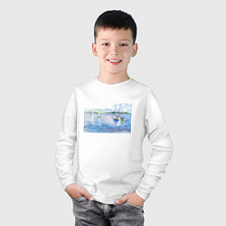 Лонгслив хлопковый детский Россия Озеро, цвет: белый — фото 2