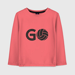 Лонгслив хлопковый детский Go Volleyball, цвет: коралловый