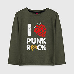 Лонгслив хлопковый детский I LOVE PUNK ROCK, цвет: меланж-хаки