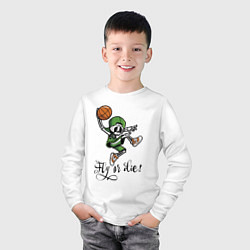 Лонгслив хлопковый детский Fly or die! Сool player!, цвет: белый — фото 2