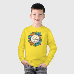 Лонгслив хлопковый детский Volleyball - Flowers, цвет: желтый — фото 2