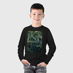 Лонгслив хлопковый детский Роса На Листьях, цвет: черный — фото 2