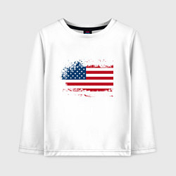 Лонгслив хлопковый детский Американский флаг Stars, цвет: белый
