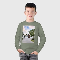Лонгслив хлопковый детский Белый Дом Загородом, цвет: авокадо — фото 2