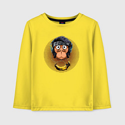Детский лонгслив Обезьяна - в наушниках