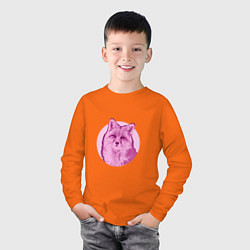 Лонгслив хлопковый детский Лисица в кругу, цвет: оранжевый — фото 2