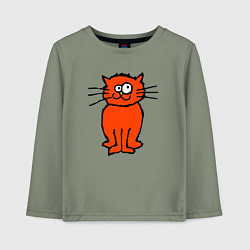 Лонгслив хлопковый детский Забаный красный кот, цвет: авокадо