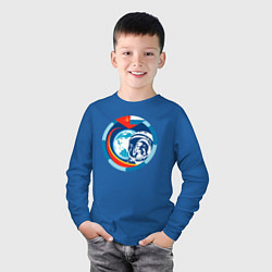 Лонгслив хлопковый детский Первый Космонавт Юрий Гагарин 1, цвет: синий — фото 2
