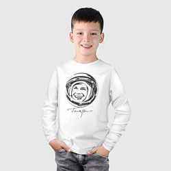 Лонгслив хлопковый детский Юрий Гагарин День Космонавтики, цвет: белый — фото 2